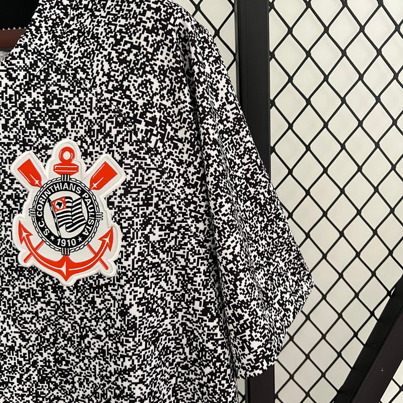 camisa-corinthians-pré jogo-mesclada-nike-2024-neymar-messi-cr7-futebol