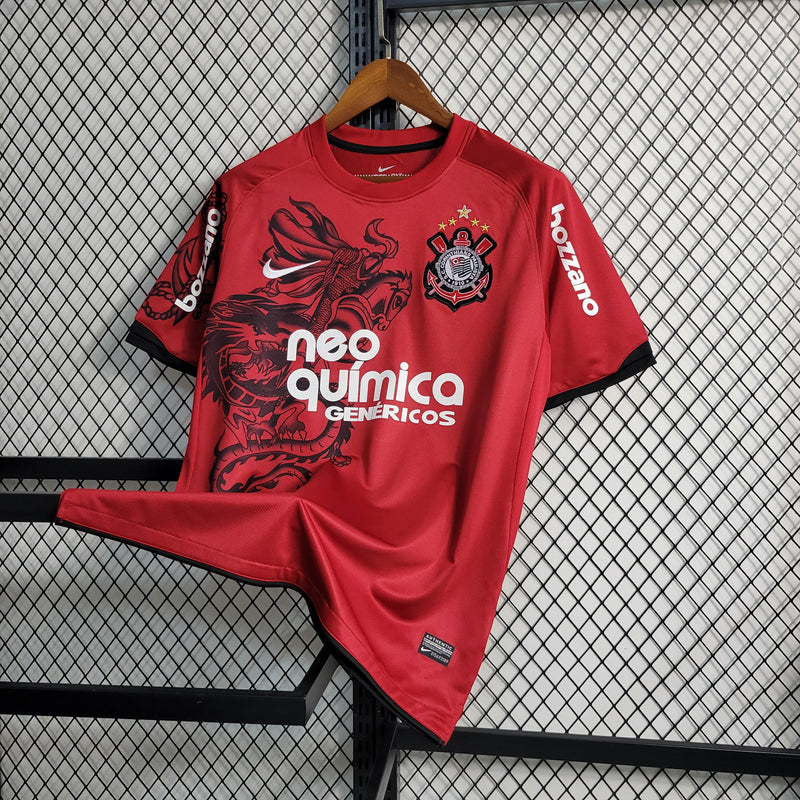 camisa-corinthians-retrô-third-iii-3-vermelha-neo química-nike-11-12-neymar-messi-cr7-futebol