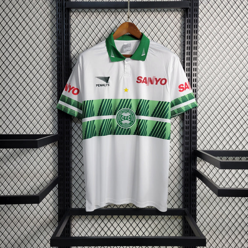 camisa-coritiba-retrô-branca-sanyo-penalty-97-98-neymar-messi-cr7-futebol 