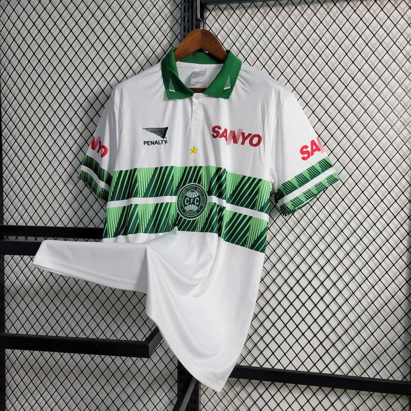 camisa-coritiba-retrô-branca-sanyo-penalty-97-98-neymar-messi-cr7-futebol 