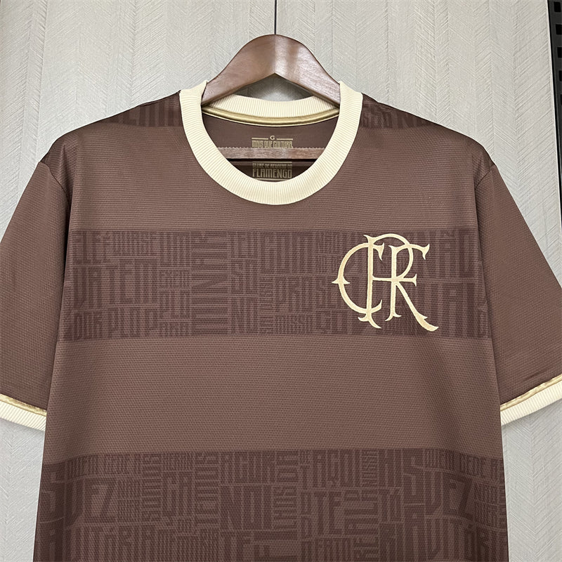camisa-flamengo-mais que cultura identidade-marrom-adidas-24-25-neymar-messi-cr7-futebol