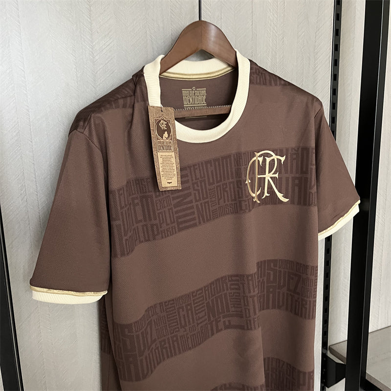 camisa-flamengo-mais que cultura identidade-marrom-adidas-24-25-neymar-messi-cr7-futebol