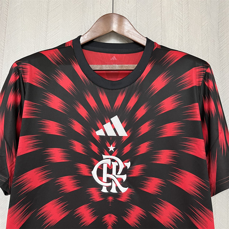 camisa-flamengo-pré-jogo-vermelha-adidas-25-26-neymar-messi-cr7-futebol