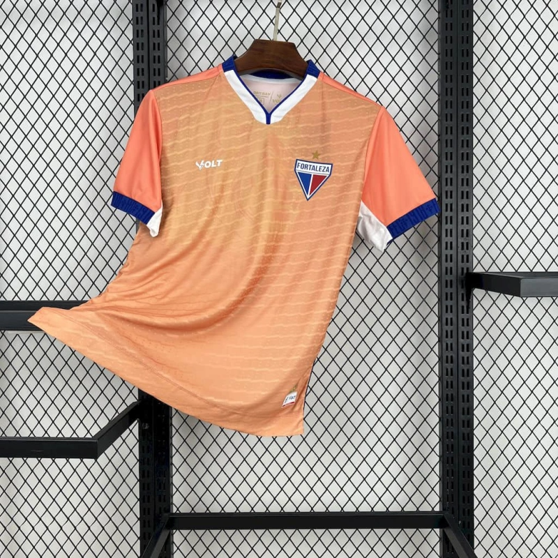 camisa-fortaleza-goleiro-laranja-volt-25-26-neymar-messi-cr7-futebol