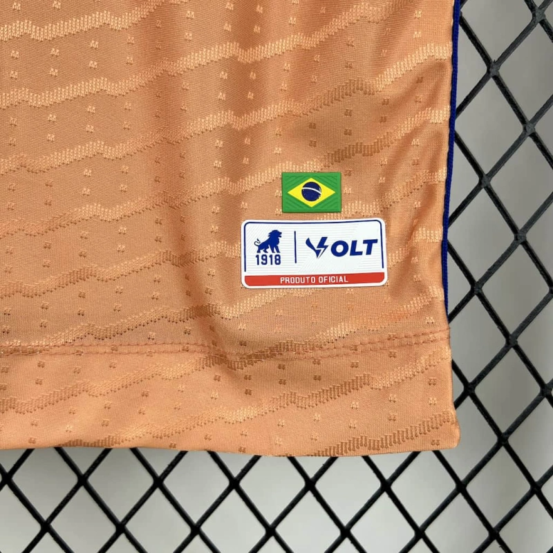 camisa-fortaleza-goleiro-laranja-volt-25-26-neymar-messi-cr7-futebol