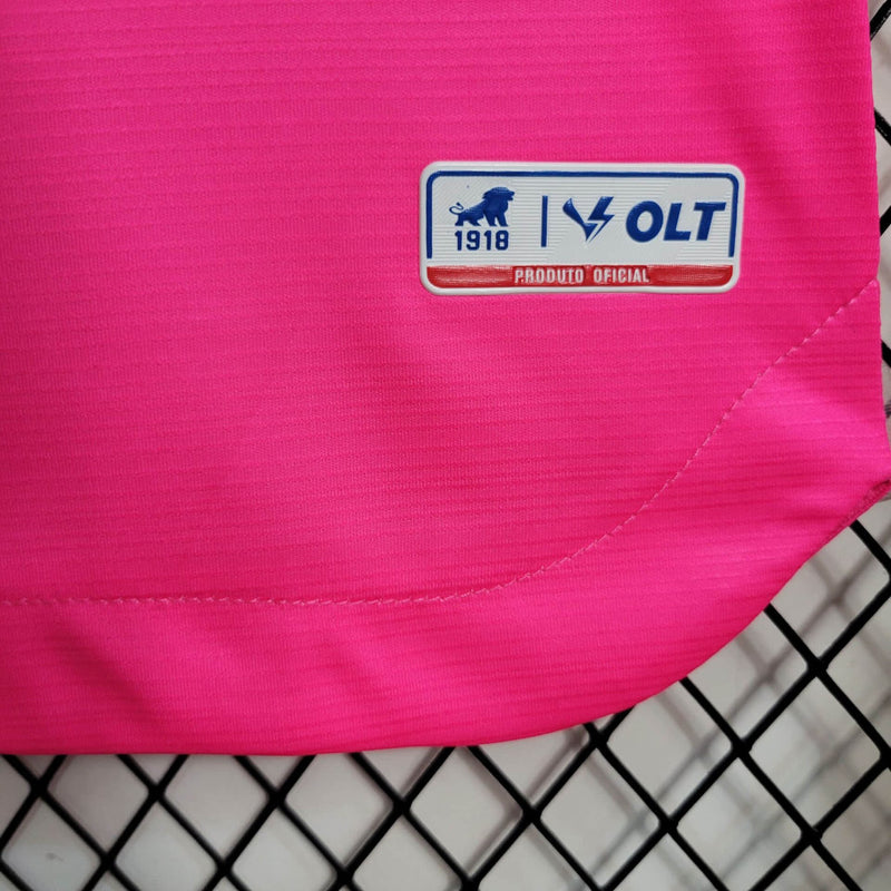 camisa-fortaleza-outubro rosa-azul e rosa-volt-feminina-23-24-neymar-messi-cr7-futebol 