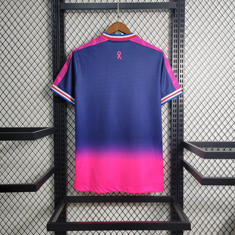 camisa-fortaleza-outubro rosa-azul e rosa-volt-23-24-neymar-messi-cr7-futebol