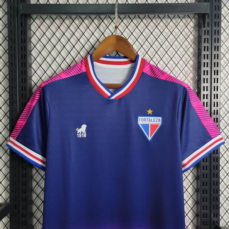 camisa-fortaleza-outubro rosa-azul e rosa-volt-23-24-neymar-messi-cr7-futebol