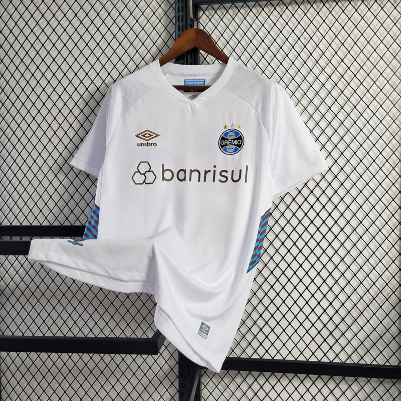 camisa-grêmio-away-ii-2-branca-banrisul-umbro-23-24-neymar-messi-cr7-futebol