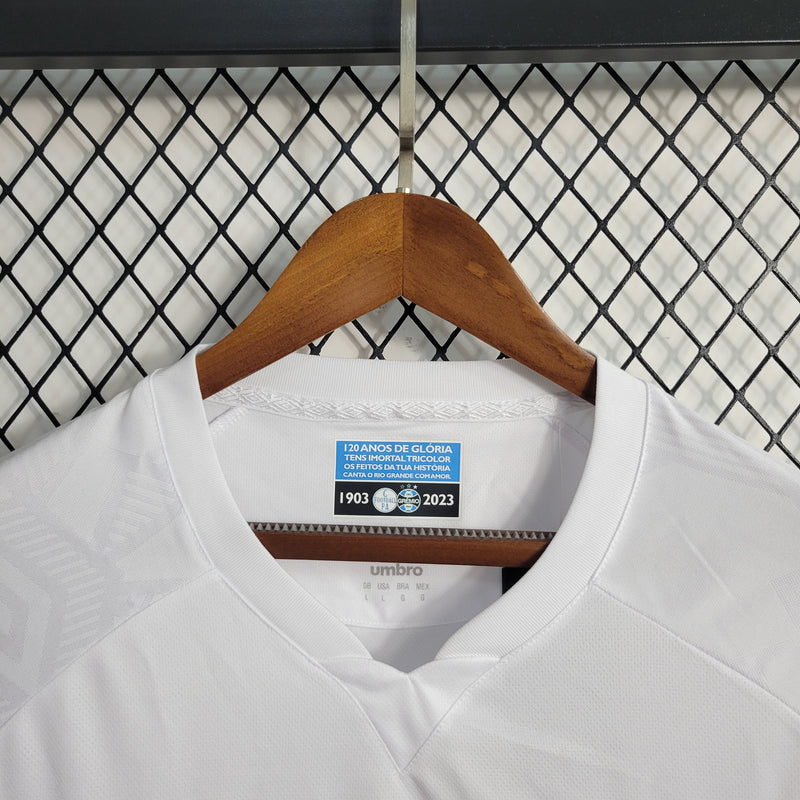 camisa-grêmio-away-ii-2-branca-banrisul-umbro-23-24-neymar-messi-cr7-futebol