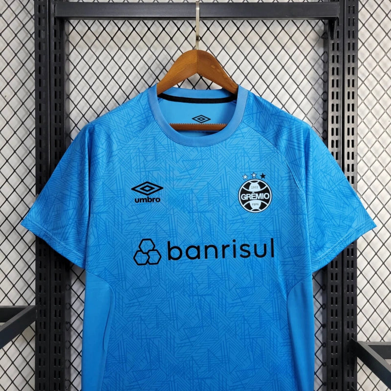 camisa-grêmio-goleiro-azul-banrisul-umbro-24-25-neymar-messi-cr7-futebol 