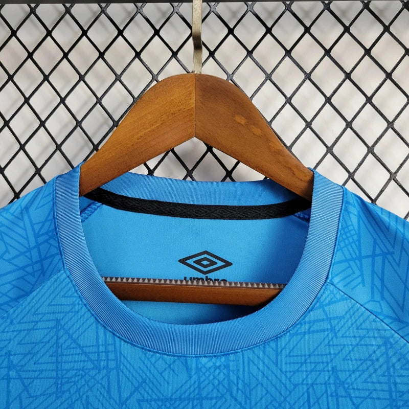 camisa-grêmio-goleiro-azul-banrisul-umbro-24-25-neymar-messi-cr7-futebol 