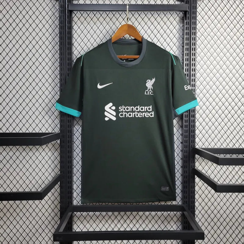 camisa-liverpool-away-ii-2-verde-standard chartered-nike-24-25-neymar-messi-cr7-futebol