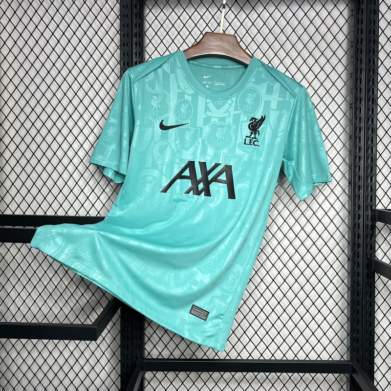 camisa-liverpool-pré jogo-verde água-axa-nike-24-25-neymar-messi-cr7-futebol