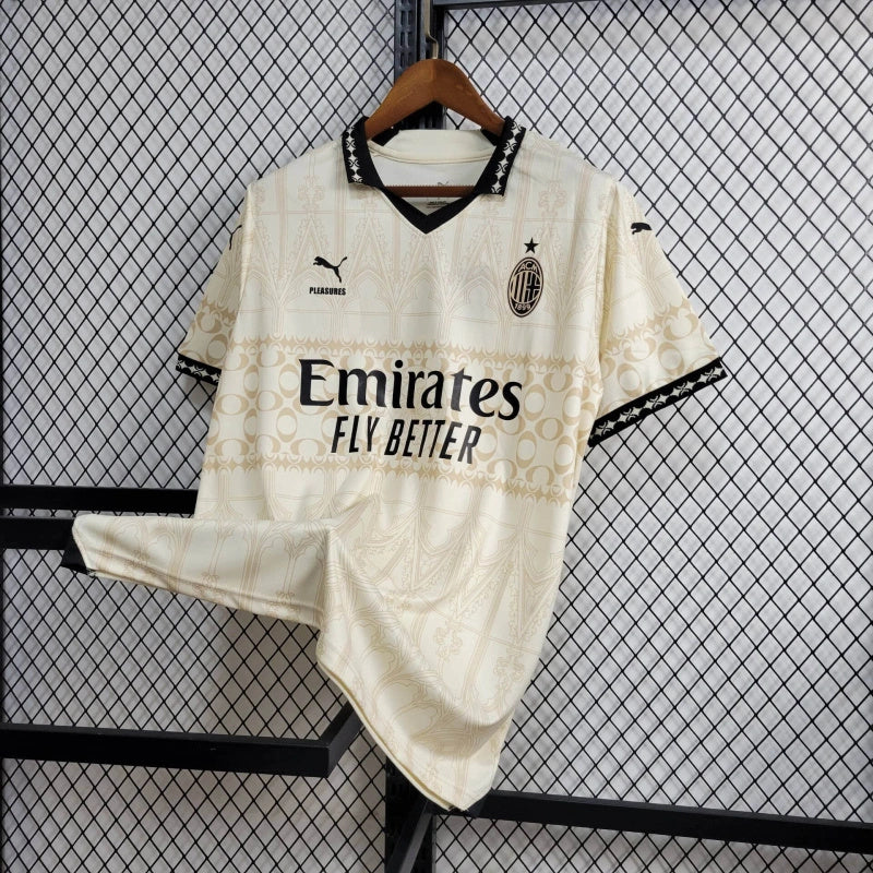 camisa-milan-branded version-creme-emirartes fly better-puma-23-24-neymar-messi-cr7-futebol