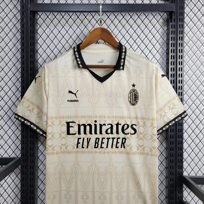 camisa-milan-branded version-creme-emirartes fly better-puma-23-24-neymar-messi-cr7-futebol