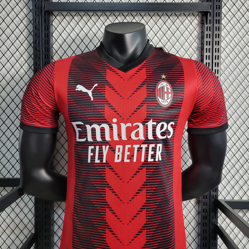 camisa-milan-home-i-1-rubro negra-emirartes fly better-puma-23-24-neymar-messi-cr7-futebol