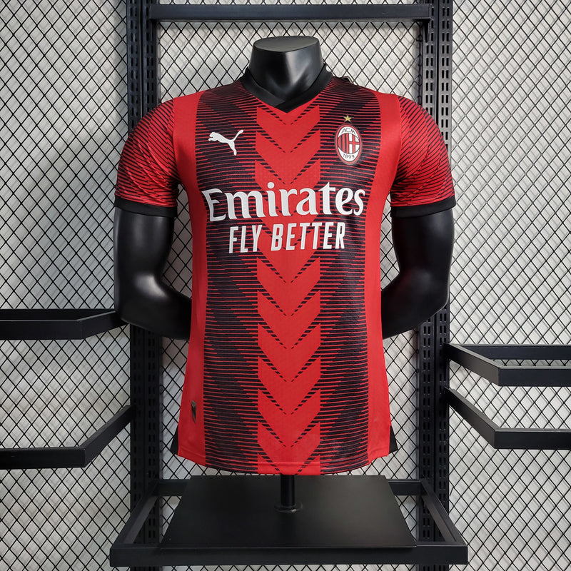 camisa-milan-home-i-1-rubro negra-emirartes fly better-puma-23-24-neymar-messi-cr7-futebol