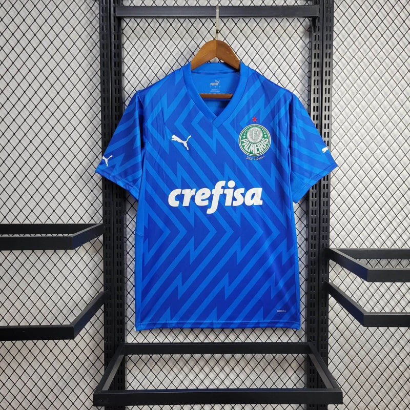 camisa-palmeiras-goleiro-azul-crefisa-puma-24-25-neymar-messi-cr7-futebol