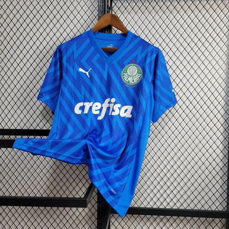 camisa-palmeiras-goleiro-azul-crefisa-puma-24-25-neymar-messi-cr7-futebol