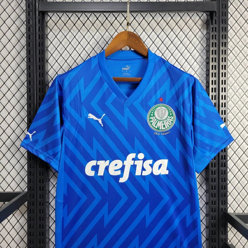 camisa-palmeiras-goleiro-azul-crefisa-puma-24-25-neymar-messi-cr7-futebol