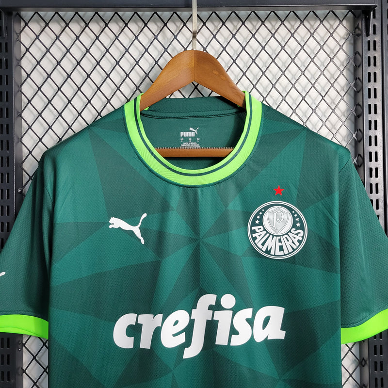 camisa-palmeiras-home-i-3-verde-crefisa-pumas-23-24-neymar-messi-cr7-futebol