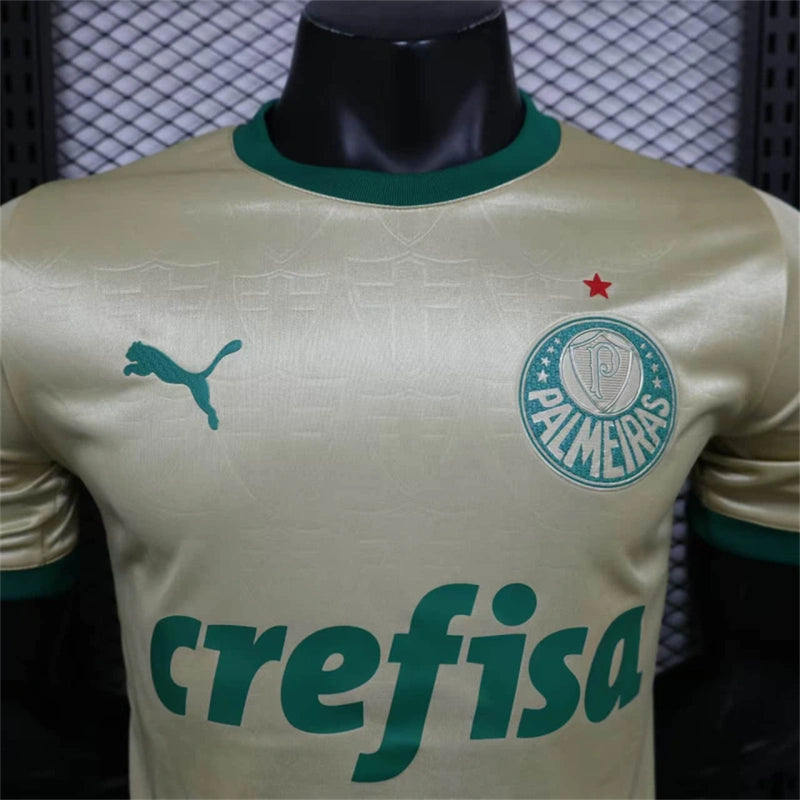 camisa-palmeiras-third-iii-3-dourada-crefisa-puma-24-25-neymar-messi-cr7-futebol