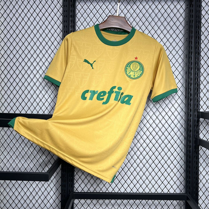 camisa-palmeiras-third-iii-3-dourada-crefisa-puma-24-25-neymar-messi-cr7-futebol 
