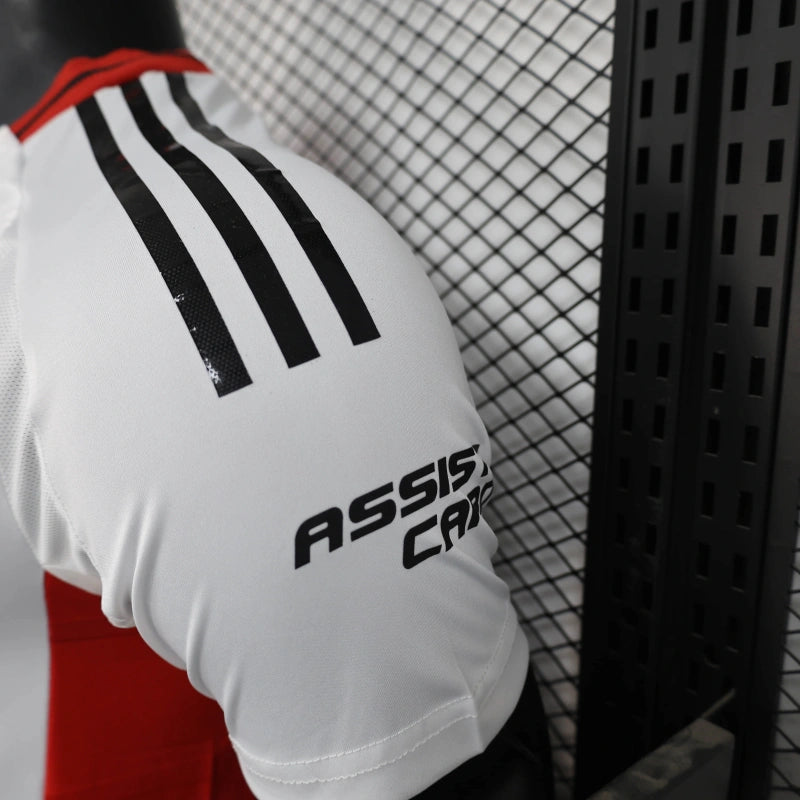 camisa-river plate-home-i-1-vermelha e branca-codere-adidas-25-26-neymar-messi-cr7-futebol 