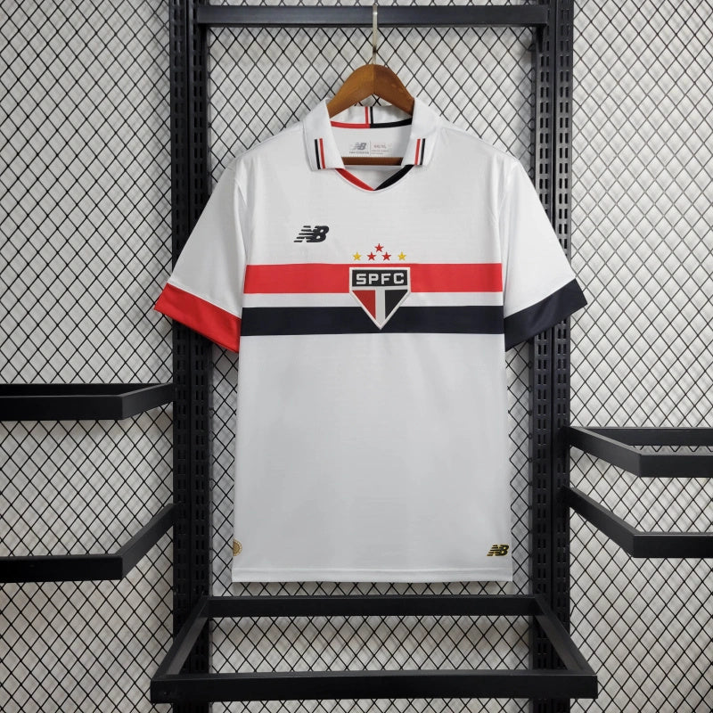 camisa-são paulo-home-i-1-branca-new balance-24-25-neymar-messi-cr7-futebol
