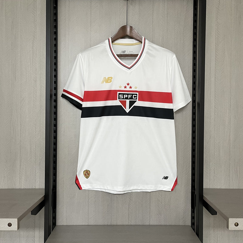 camisa-são paulo-home-i-1-branca-new balances-25-26-neymar-messi-cr7-futebol