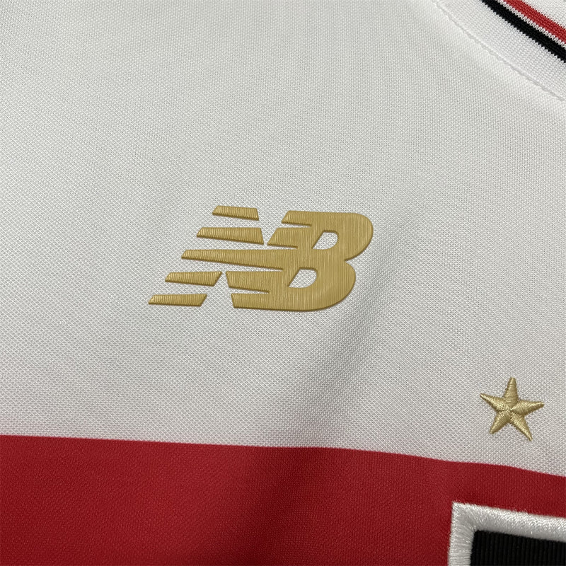 camisa-são paulo-home-i-1-branca-new balances-25-26-neymar-messi-cr7-futebol
