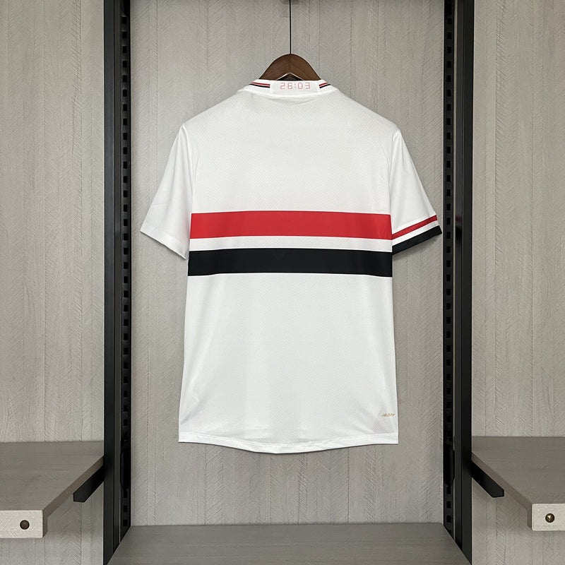 camisa-são paulo-home-i-1-branca-new balances-25-26-neymar-messi-cr7-futebol 