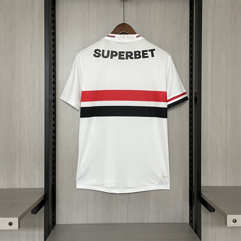 camisa-são paulo-home-i-1-branca-superbet-new balance-25-26-neymar-messi-cr7-futebol