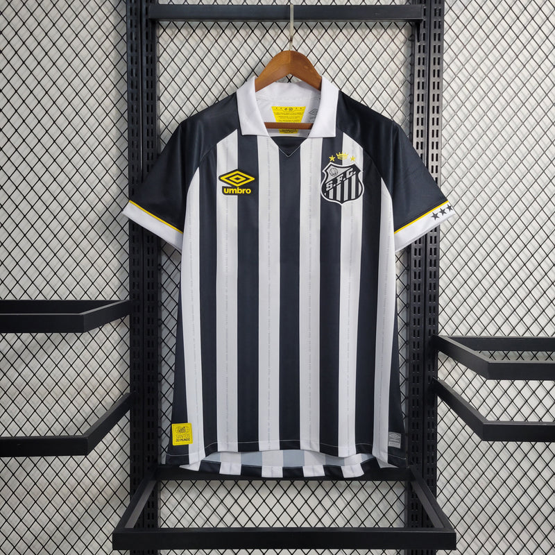 camisa-santos-away-ii-2-listrrada-masculina-umbro-23-24-neymar-messi-cr7-futebol 