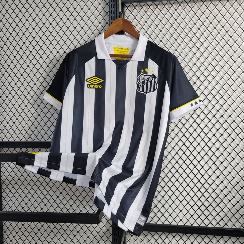 camisa-santos-away-ii-2-listrrada-masculina-umbro-23-24-neymar-messi-cr7-futebol 