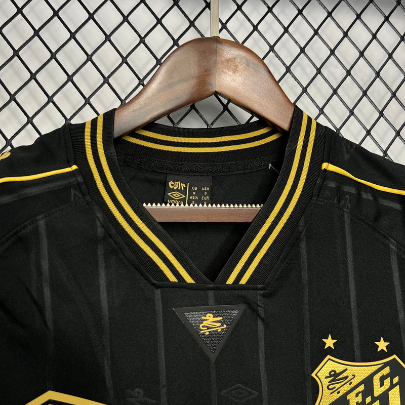 camisa-santos-charlie brown jr-preta-umbro-24-25-neymar-messi-cr7-futebol 