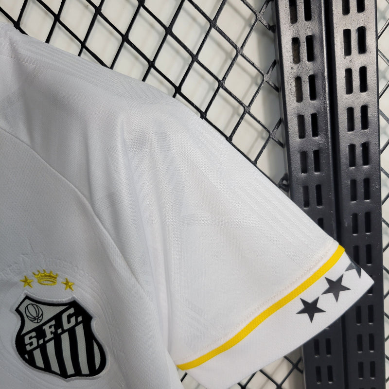 camisa-santos-home-i-1-branca-umbro-23-24-feminina-neymar-messi-cr7-futebol 