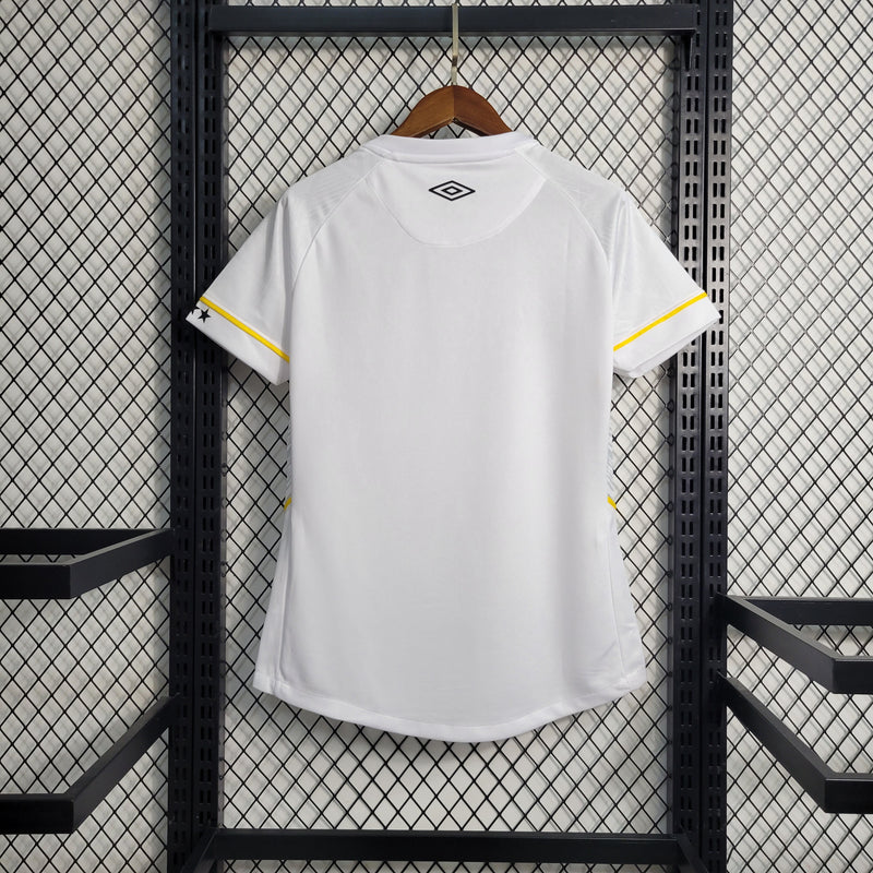 camisa-santos-home-i-1-branca-umbro-23-24-feminina-neymar-messi-cr7-futebol 