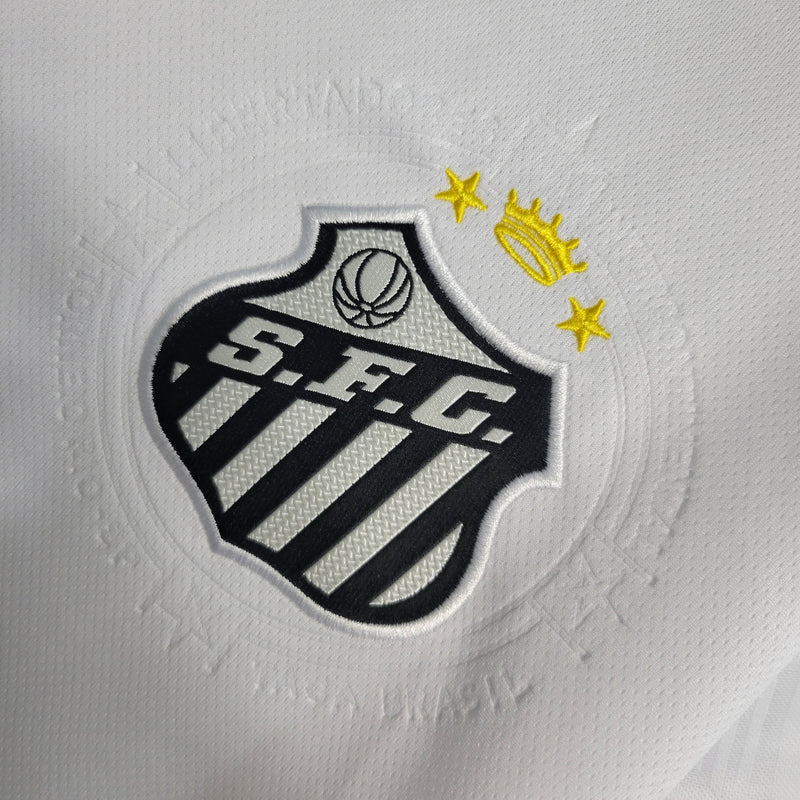 camisa-santos-home-i-1-branca-umbro-23-24-feminina-neymar-messi-cr7-futebol 