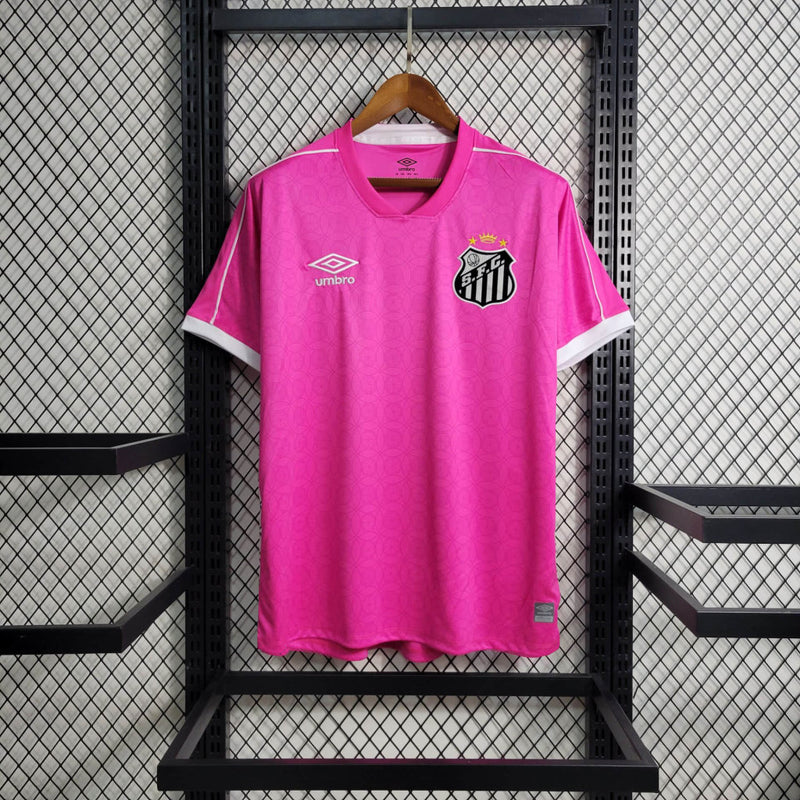 camisa-santos-rosa-umbro-23-24-neymar-messi-cr7-futebol