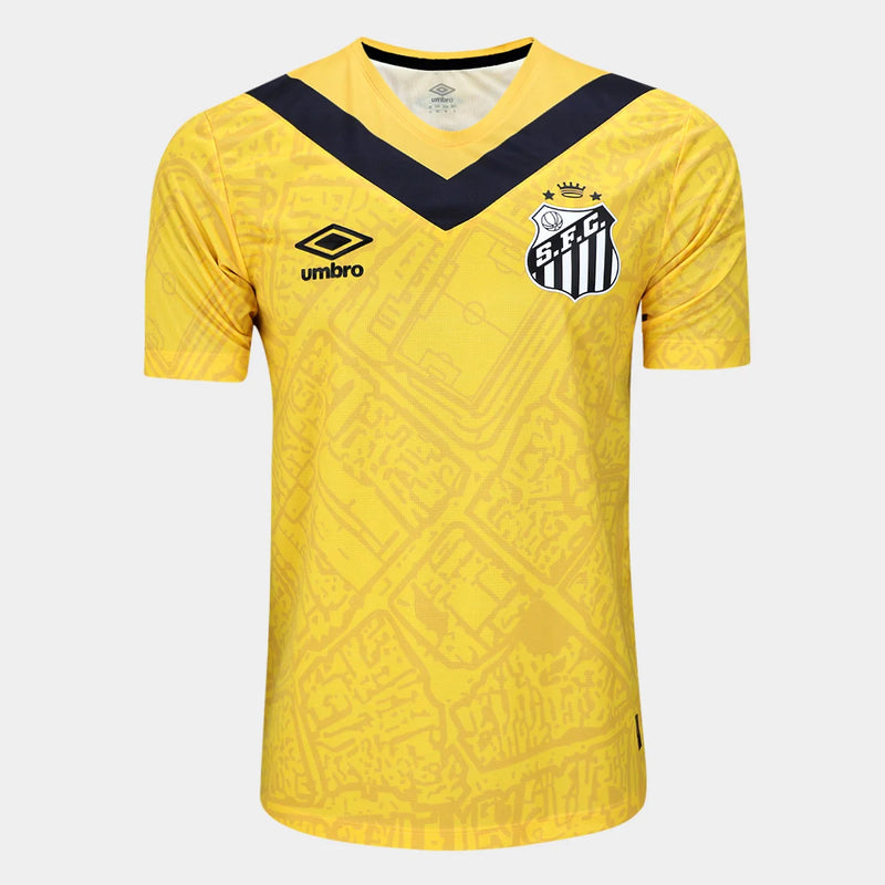 camisa-santos-third-iii-3-amarela-umbros-24-25-torcedor-neymar-messi-cr7-futebol