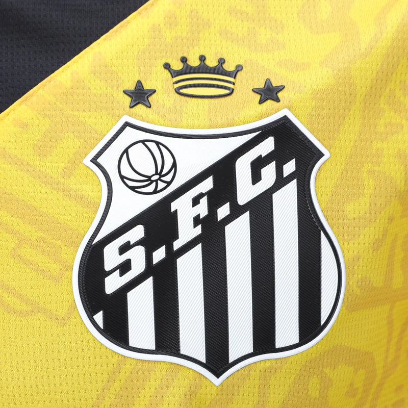 camisa-santos-third-iii-3-amarela-umbros-24-25-torcedor-neymar-messi-cr7-futebol