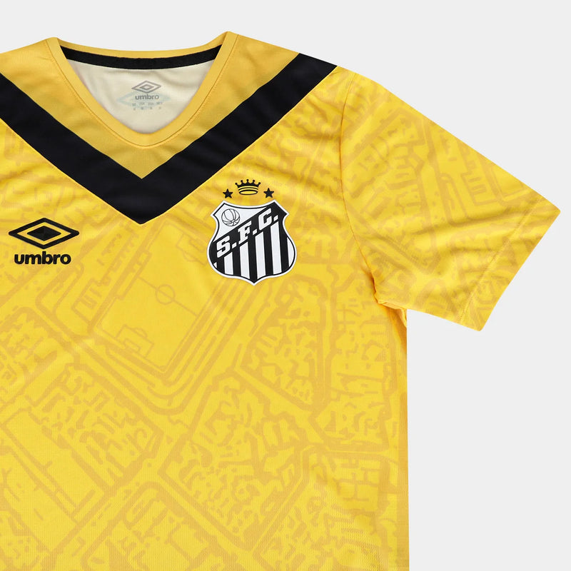 camisa-santos-third-iii-3-amarela-umbros-24-25-torcedor-neymar-messi-cr7-futebol
