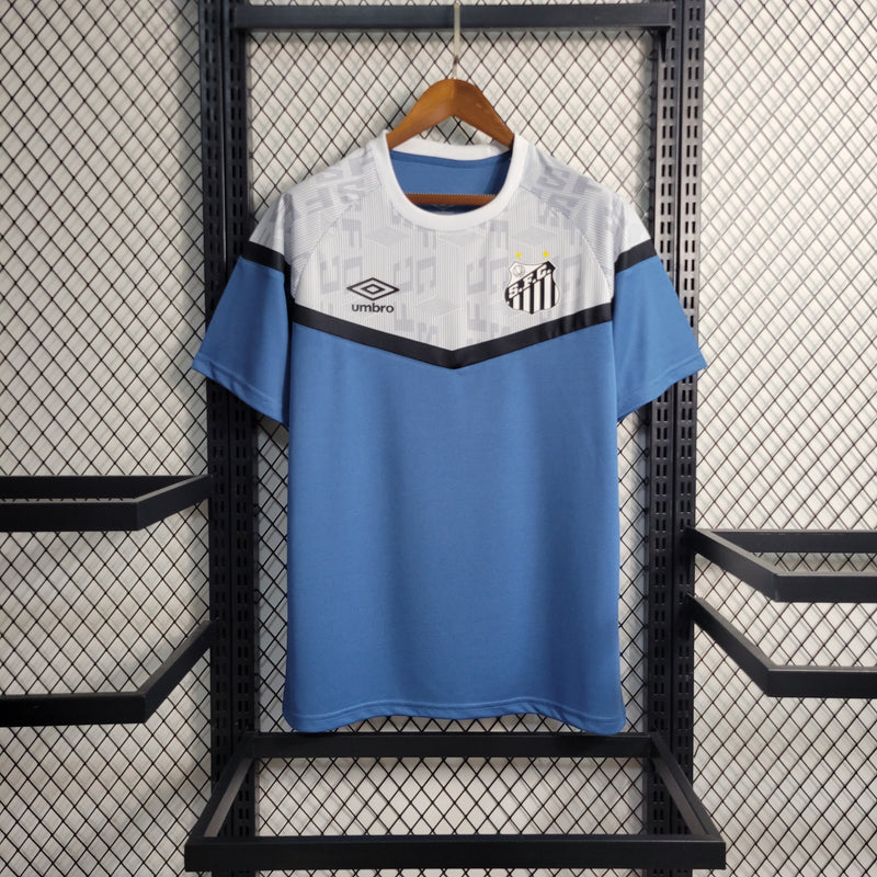 camisa-santos-training-azul claro e branca-umbro-23-24-neymar-messi-cr7-futebol 