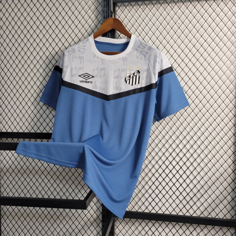 camisa-santos-training-azul claro e branca-umbro-23-24-neymar-messi-cr7-futebol 