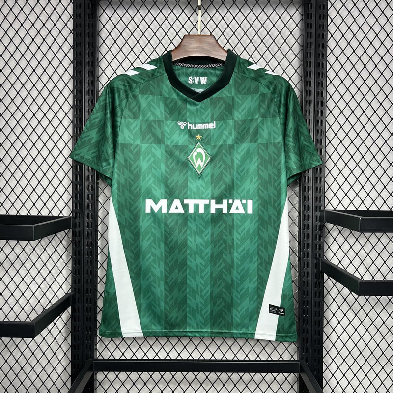 camisa-werder bremen-home-i-1-verde-mattai-hummel-24-25-neymar-messi-cr7-futebol