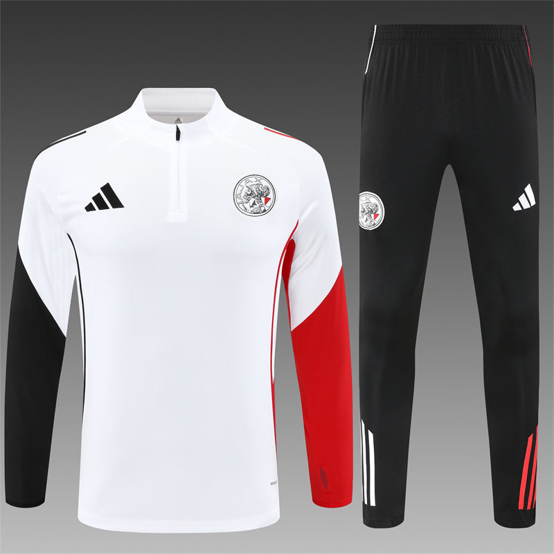 conjunto de inverno-ajax-branco e preto-adidas-25-26-neymar-messi-cr7-futebol