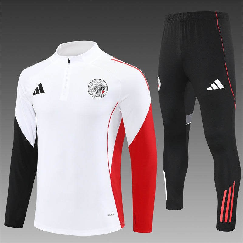 conjunto de inverno-ajax-branco e preto-adidas-25-26-neymar-messi-cr7-futebol