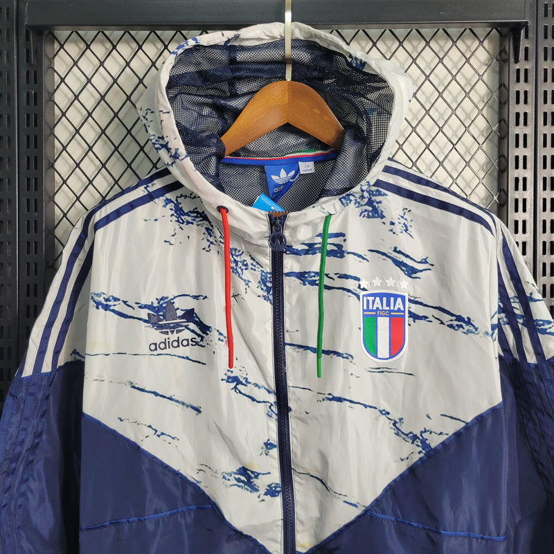 jaqueta corta-vento-itália-branca e azul-adidas-neymar-messi-cr7-futebol